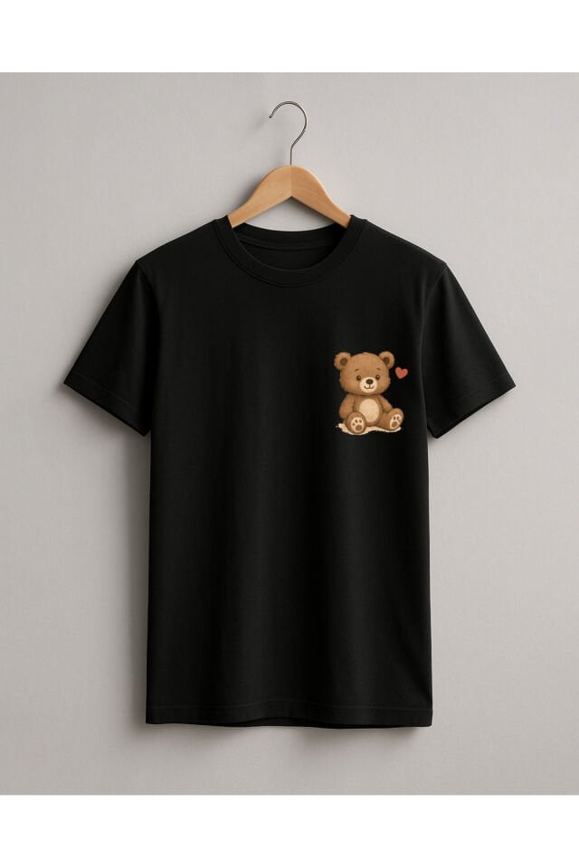 Tişört Unisex (Ayıcıklı) Siyah - XL