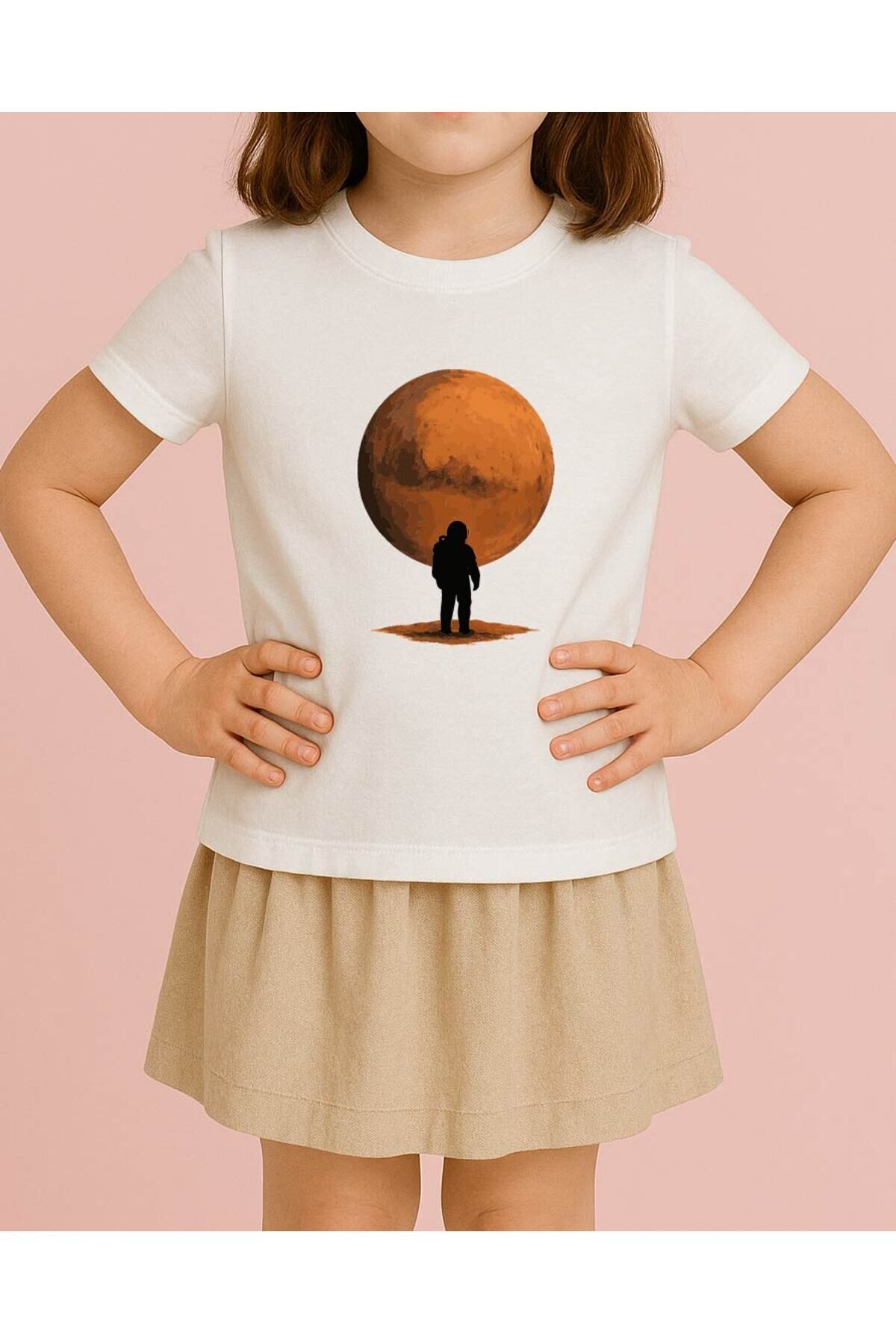 Tişört Unisex Çocuk (Mars) Kiz Beyaz - 4-5 Yaş