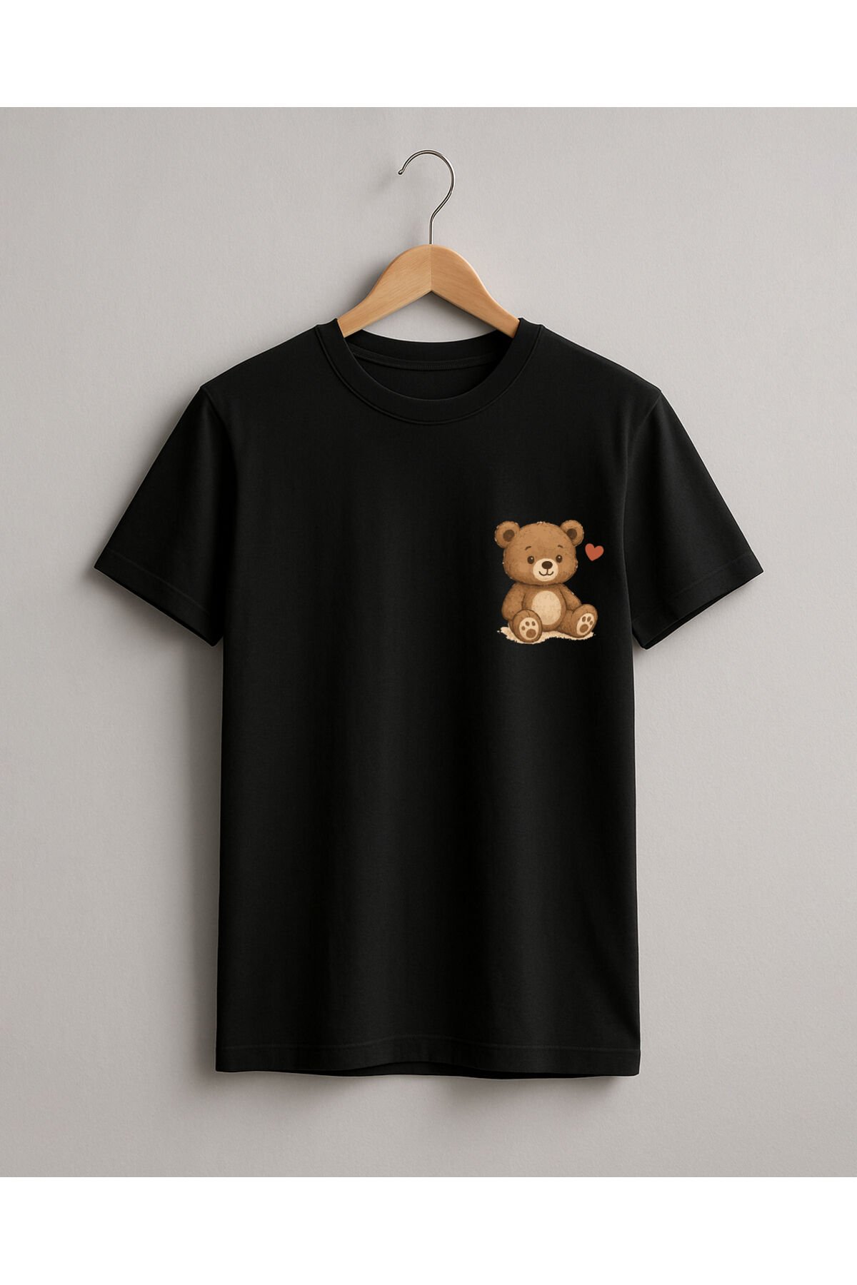 Tişört Unisex (Ayıcıklı) Siyah - S