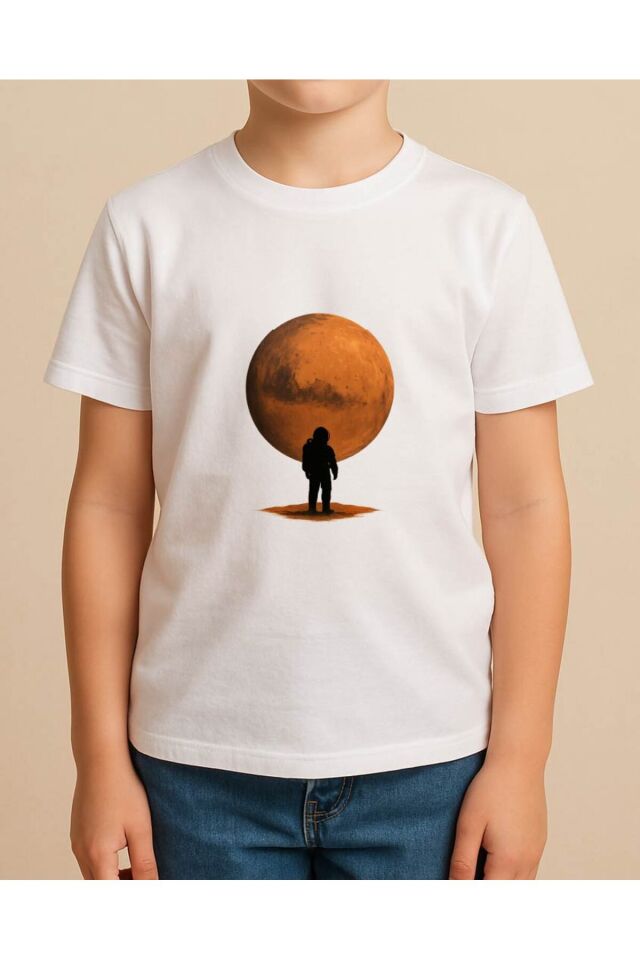 Tişört Unisex Çocuk (Mars) Erkek Beyaz - 4-5 Yaş