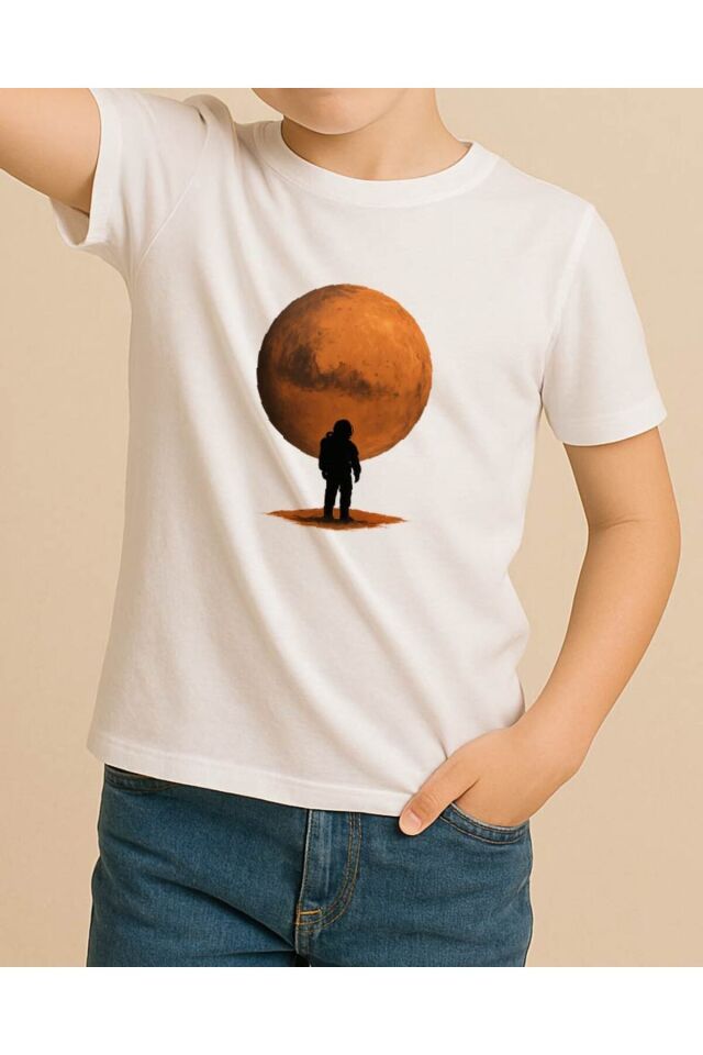 Tişört Unisex Çocuk (Mars) Erkek Beyaz - 4-5 Yaş