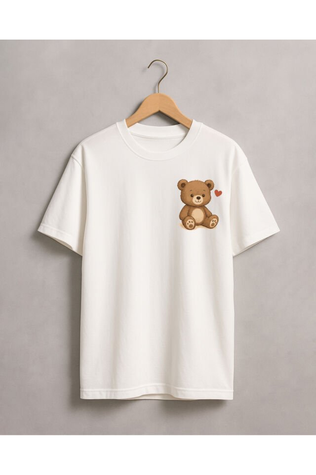 Tişört Unisex (Ayıcıklı) Beyaz - 2XL