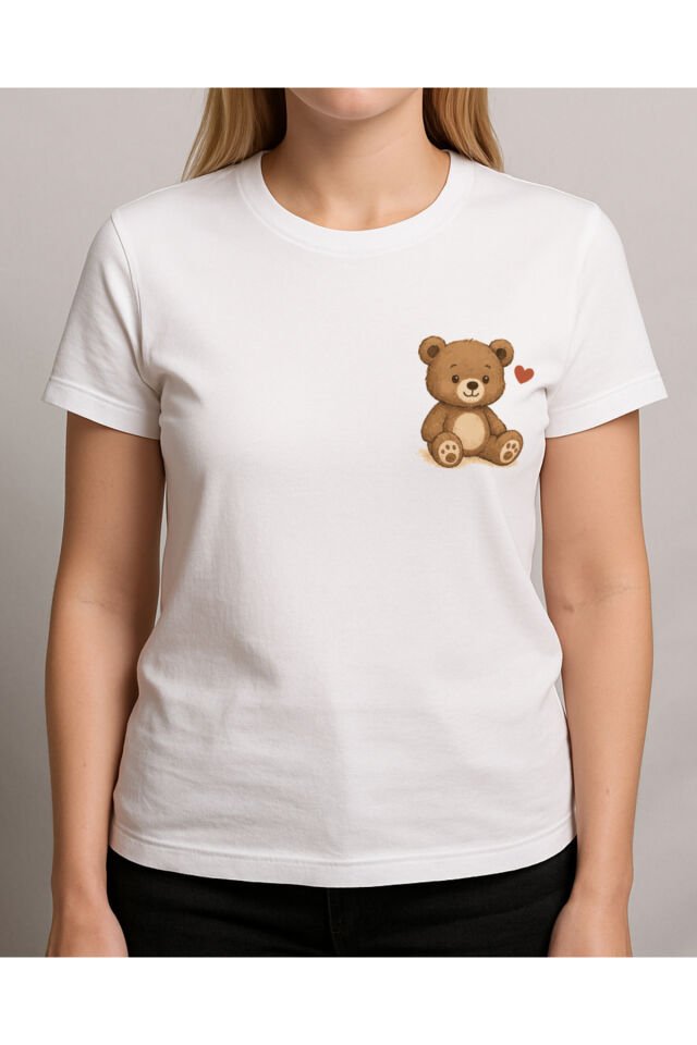 Tişört Unisex (Ayıcıklı) Beyaz - L