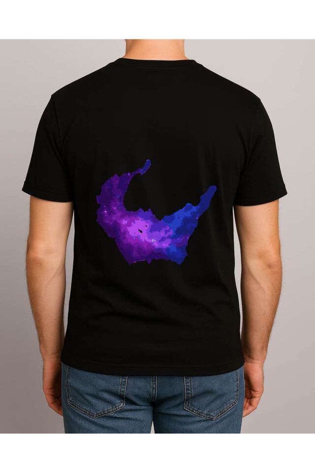 Tişört Unisex (Mor Galaksi) Erkek Si̇yah - XL