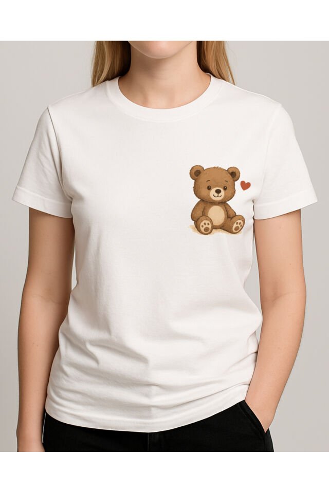 Tişört Unisex (Ayıcıklı) Beyaz - M