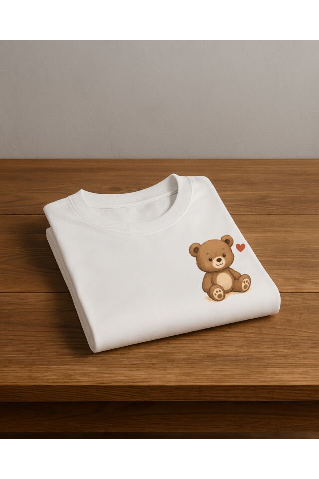 Tişört Unisex (Ayıcıklı) Beyaz - M