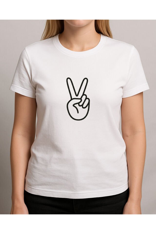 Tişört Unisex (Barış İşareti) Kadin Beyaz - 2XL