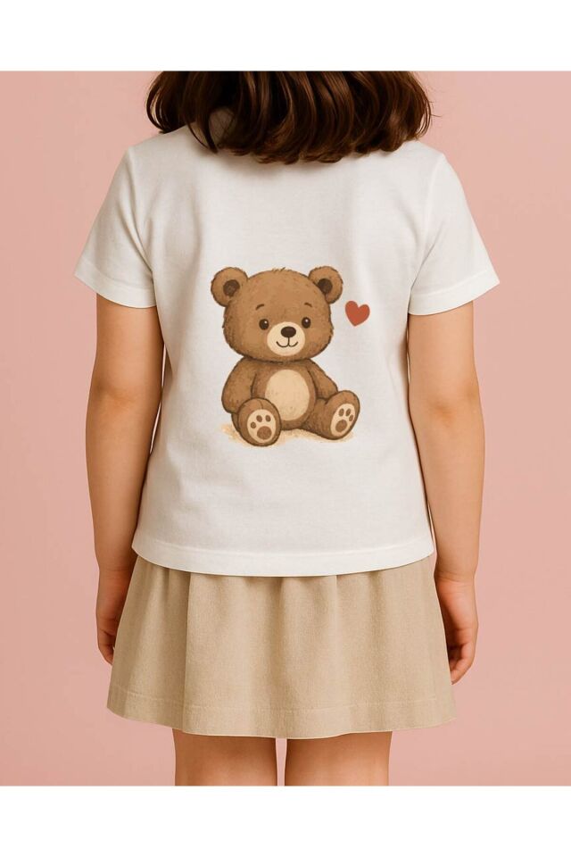 Tişört Unisex Çocuk (Ayıcıklı) Beyaz - 4-5