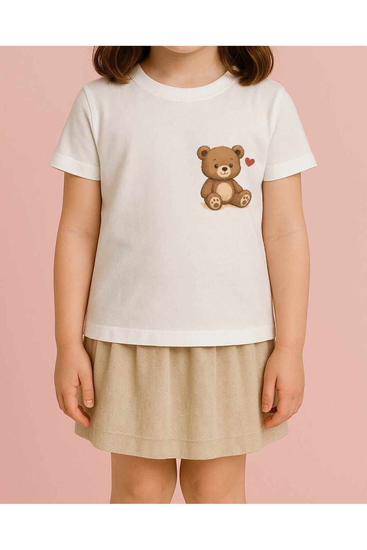 Tişört Unisex Çocuk (Ayıcıklı) Beyaz - 4-5