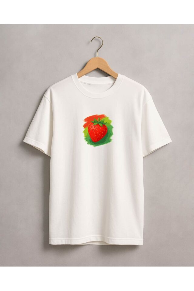 Tişört Unisex (Çilek) Beyaz - M