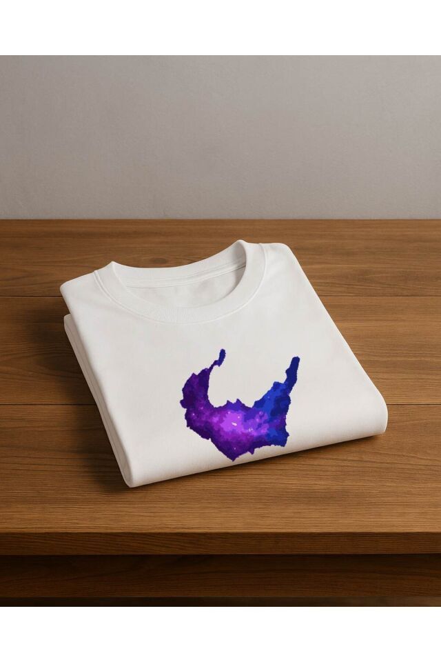 Tişört Unisex (Mor Galaksi) Kadin Beyaz - M