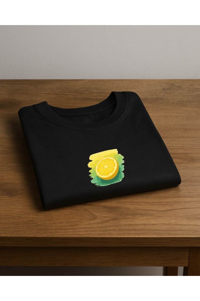 Tişört Unisex (Limon) Siyah - M