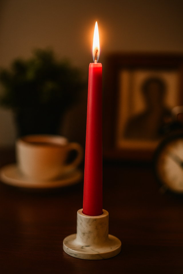 Şamdanlı Renkli Mum Kırmızı