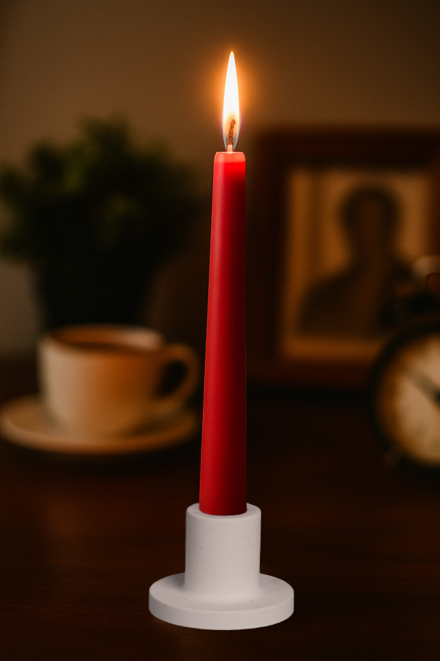 Şamdanlı Renkli Mum Kırmızı