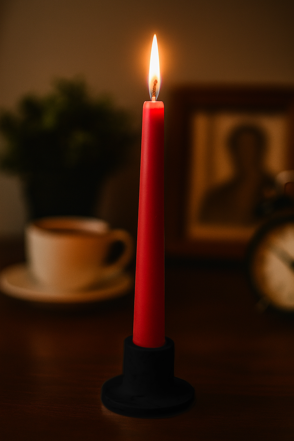 Şamdanlı Renkli Mum Kırmızı
