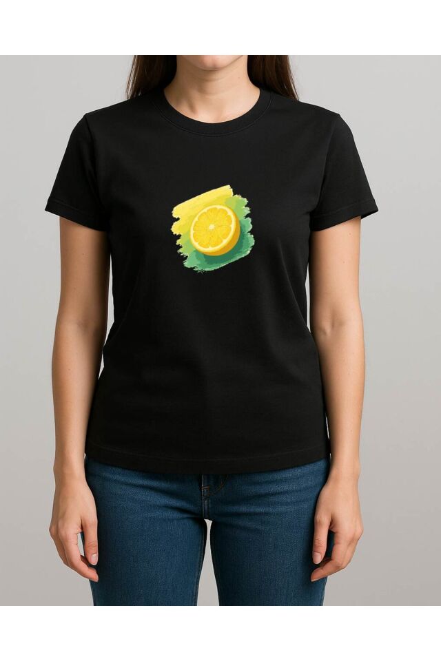 Tişört Unisex (Limon) Siyah - XL