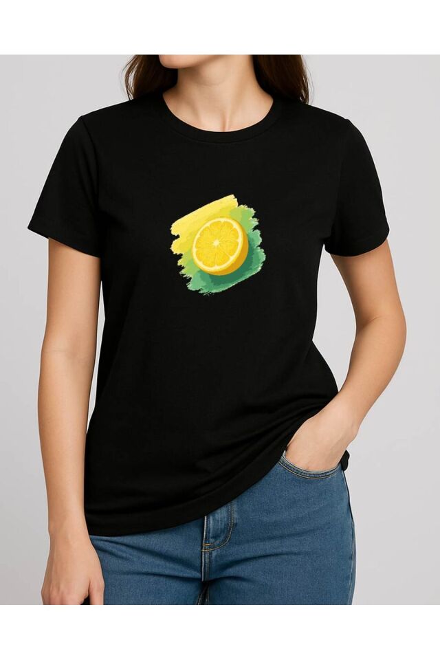 Tişört Unisex (Limon) Siyah - XL