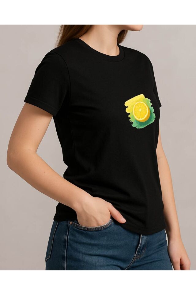 Tişört Unisex (Limon) Siyah - XL