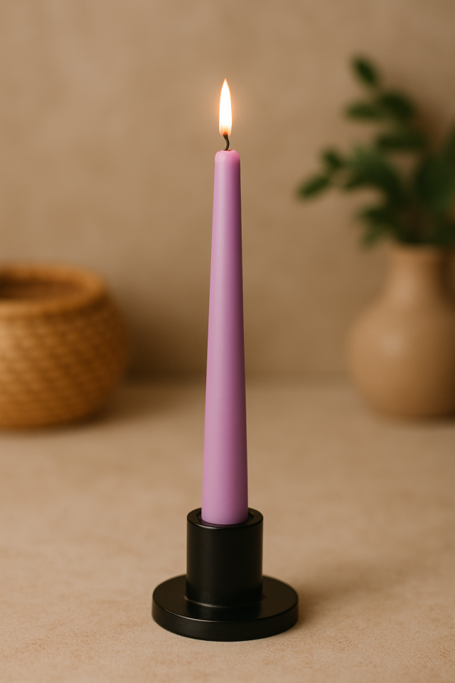 Şamdanlı Renkli Mum Mor