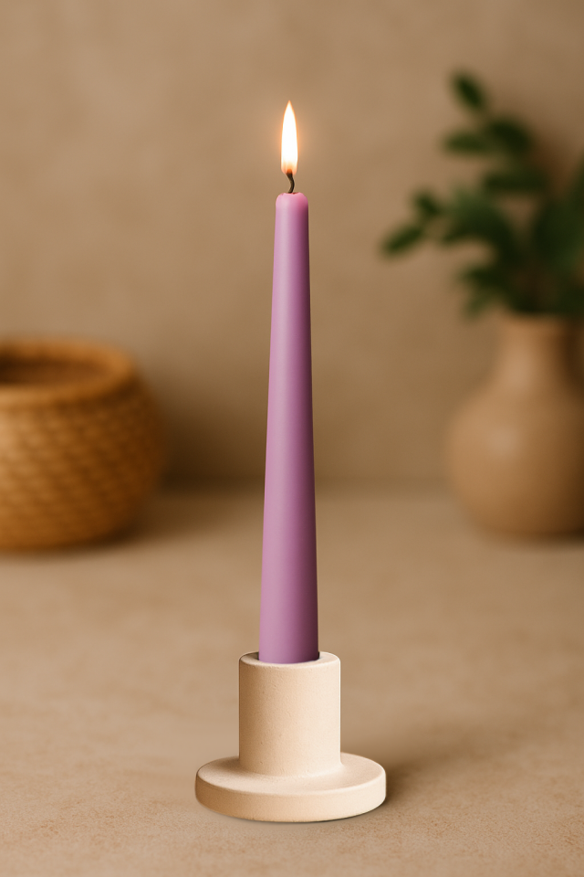 Şamdanlı Renkli Mum Mor
