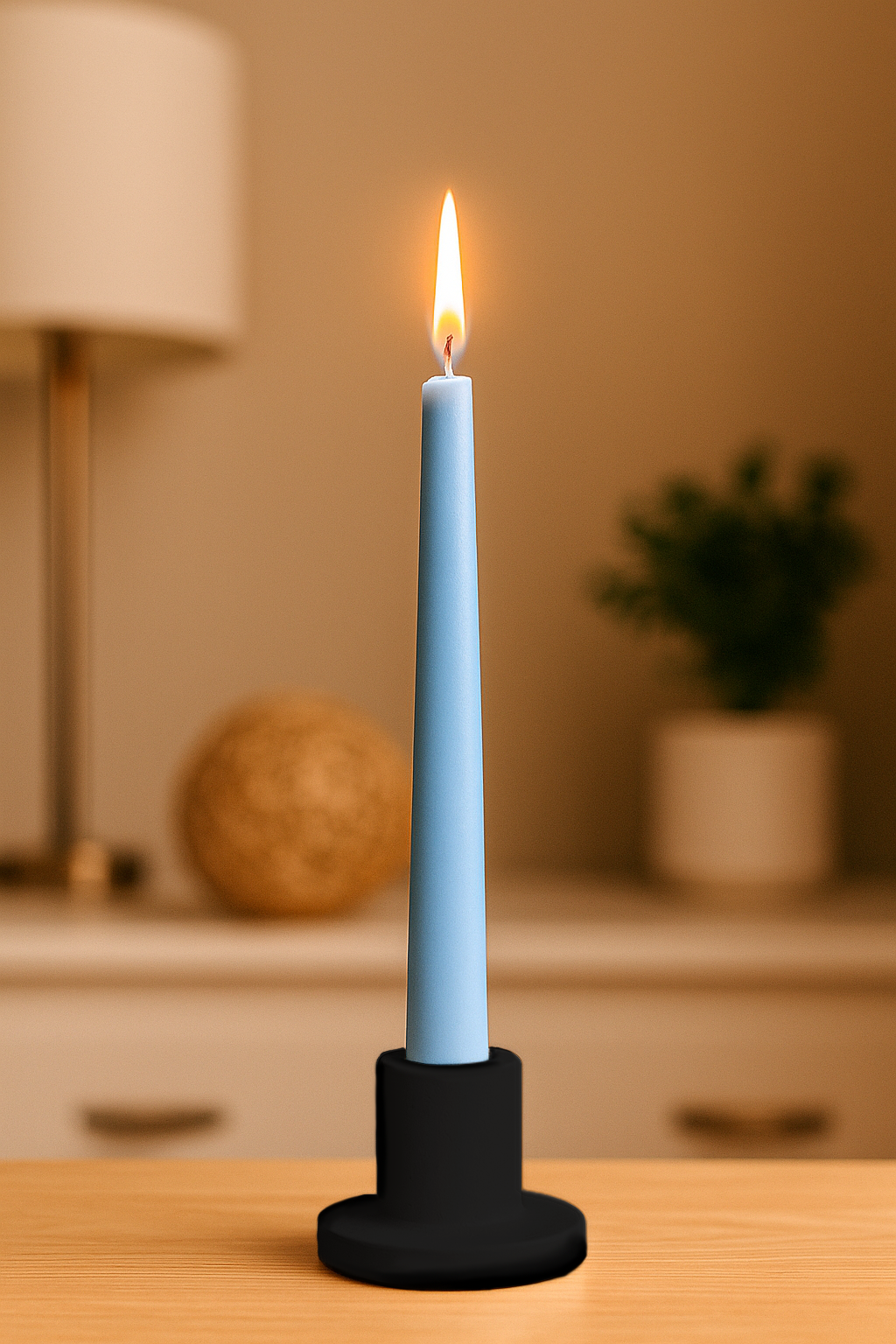 Şamdanlı Renkli Mum Mavi