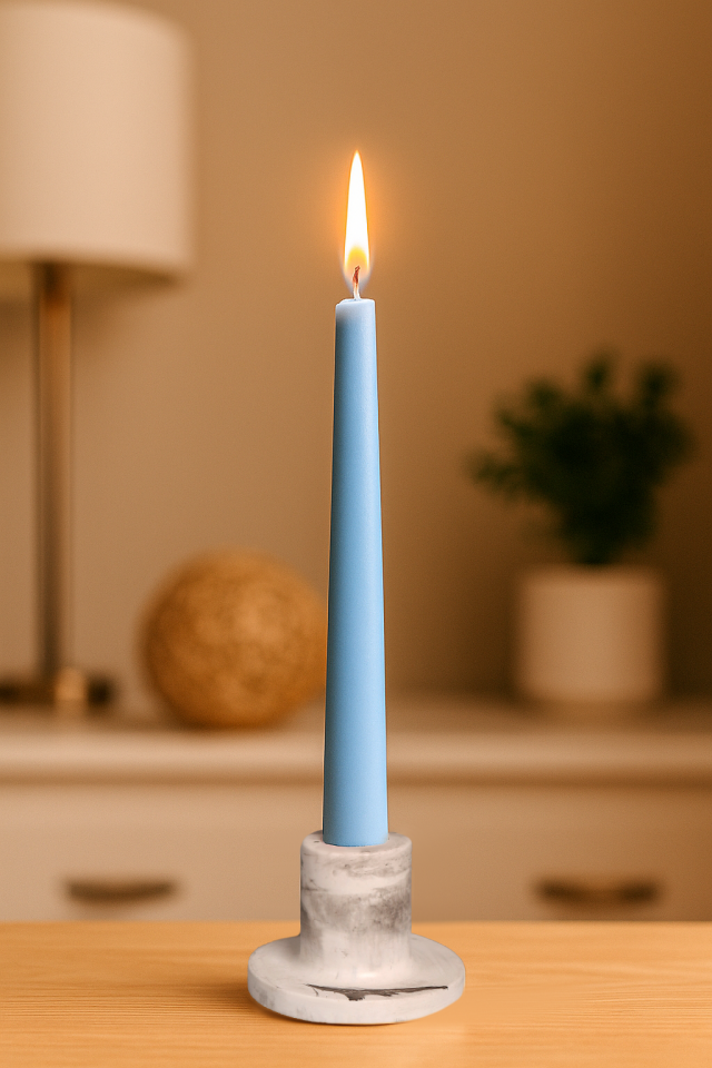 Şamdanlı Renkli Mum Mavi
