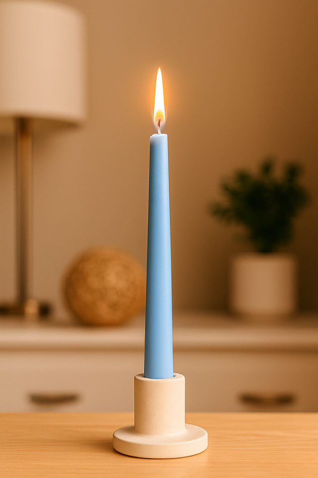 Şamdanlı Renkli Mum Mavi