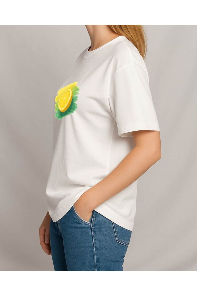 Tişört Unisex (Limon) Beyaz - S