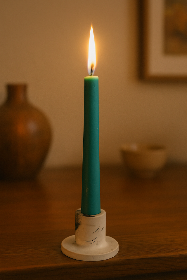 Şamdanlı Renkli Mum Yeşil