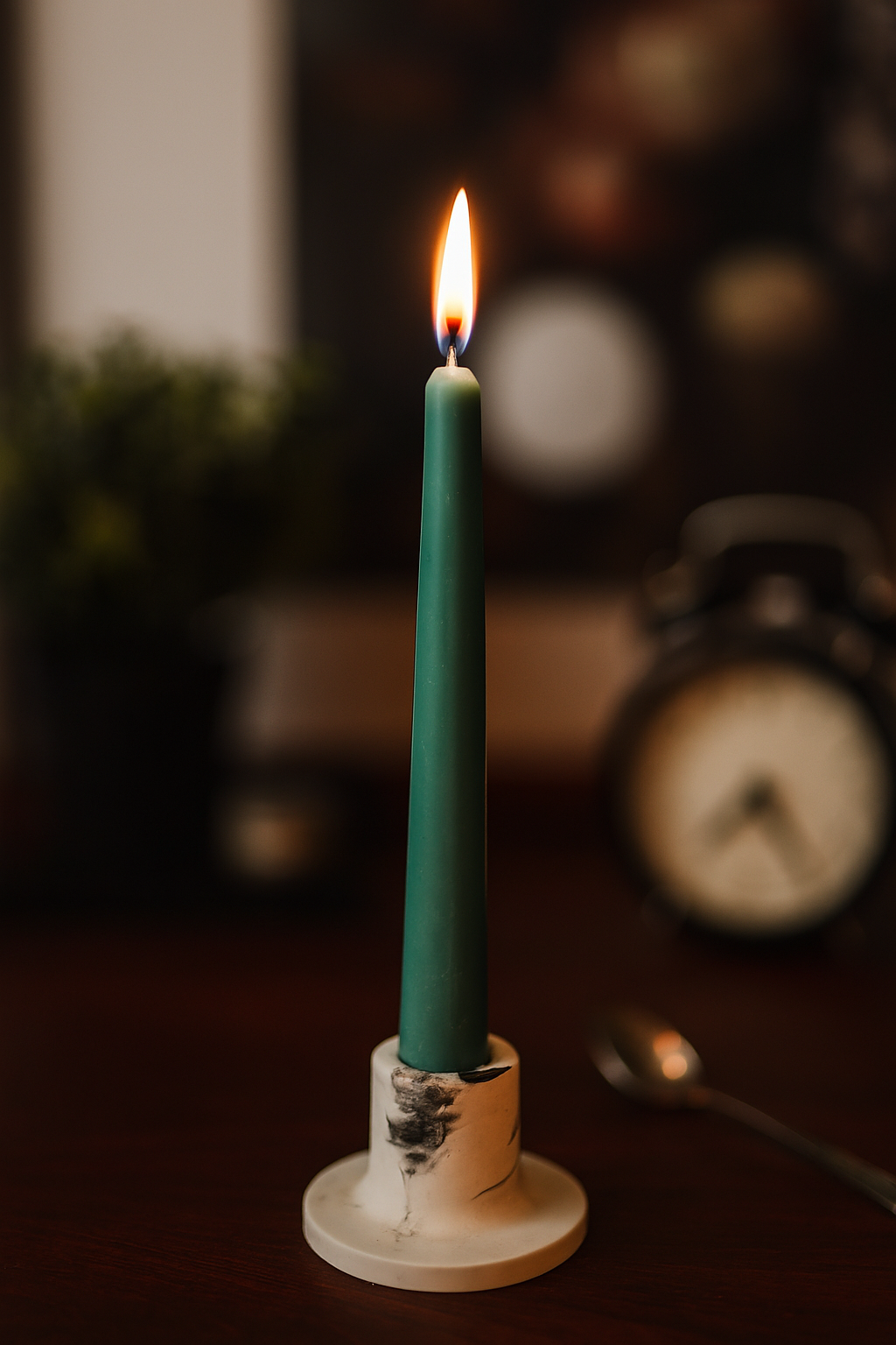 Şamdanlı Renkli Mum Yeşil