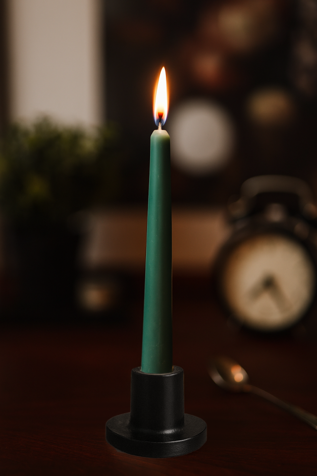 Şamdanlı Renkli Mum Yeşil