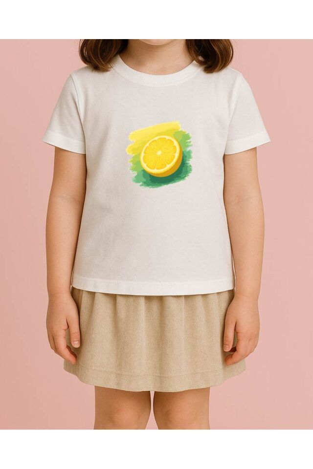 Tişört Unisex Çocuk (Limon) Beyaz - 4-5 Yaş