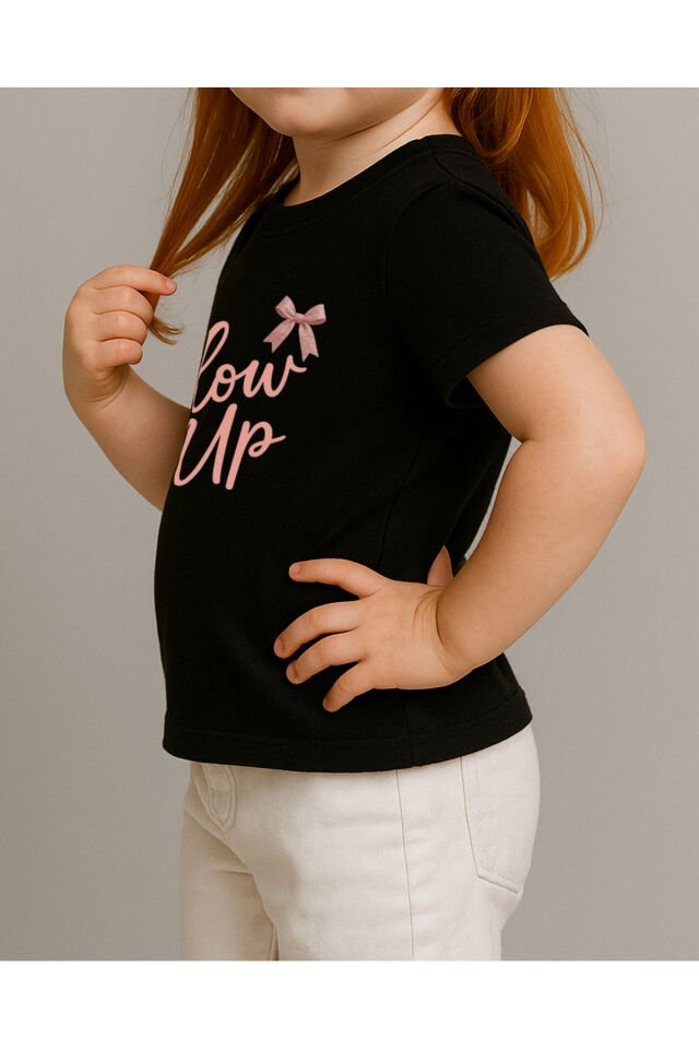 Tişört Unisex Çocuk (Pembe Kurdele) Kiz Si̇yah - 10-11 Yaş