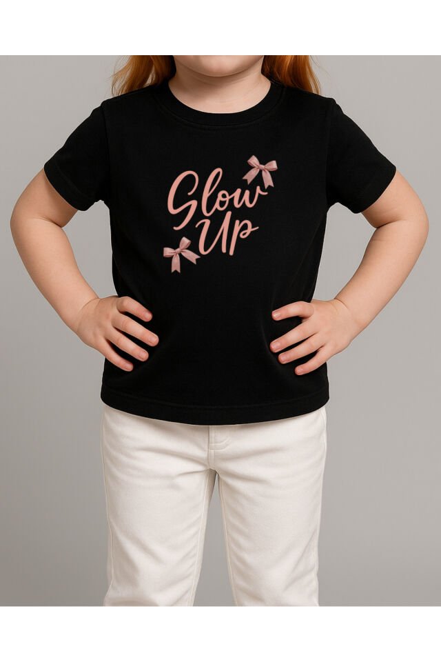 Tişört Unisex Çocuk (Pembe Kurdele) Kiz Si̇yah - 4-5 Yaş