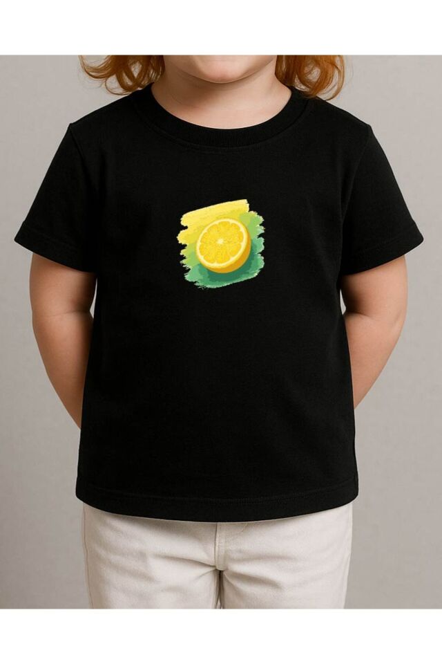Tişört Unisex Çocuk (Limon) Siyah - 4-5 Yaş