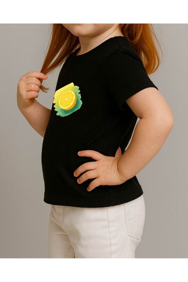 Tişört Unisex Çocuk (Limon) Siyah - 4-5 Yaş