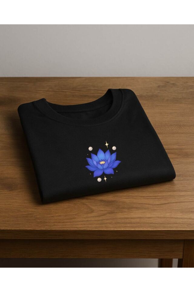 Tişört Unisex (Lotus Çiçeği) Siyah - S