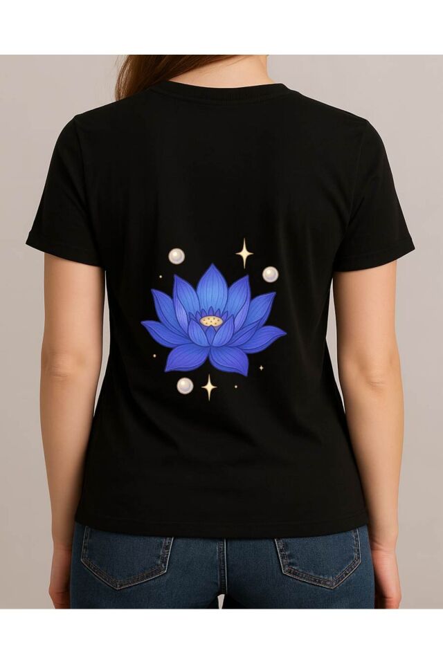 Tişört Unisex (Lotus Çiçeği) Siyah - 2XL