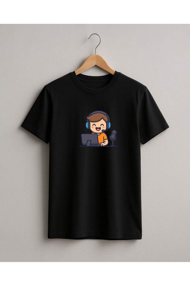 Tişört Unisex Çocuk (Oyuncu Yayında) Erkek Si̇yah - 10-11 Yaş