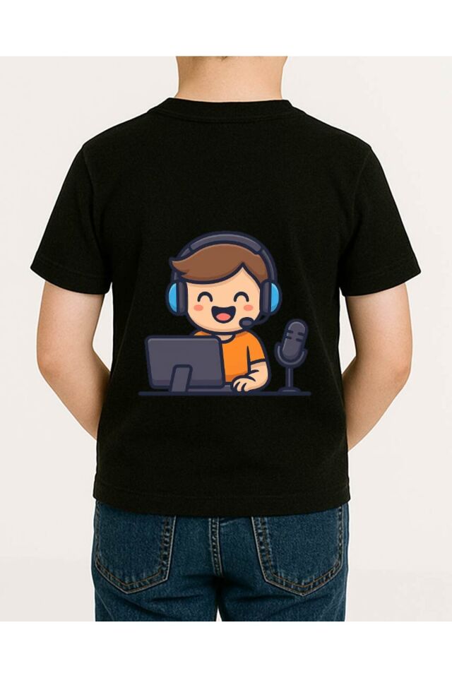Tişört Unisex Çocuk (Oyuncu Yayında) Erkek Si̇yah - 10-11 Yaş