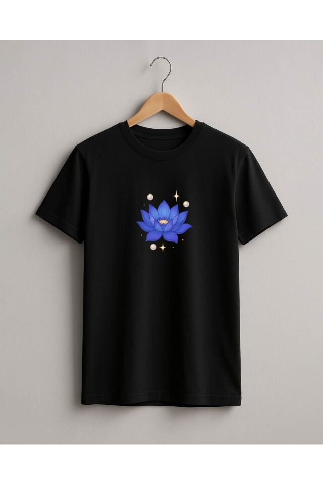 Tişört Unisex (Lotus Çiçeği) Siyah - L