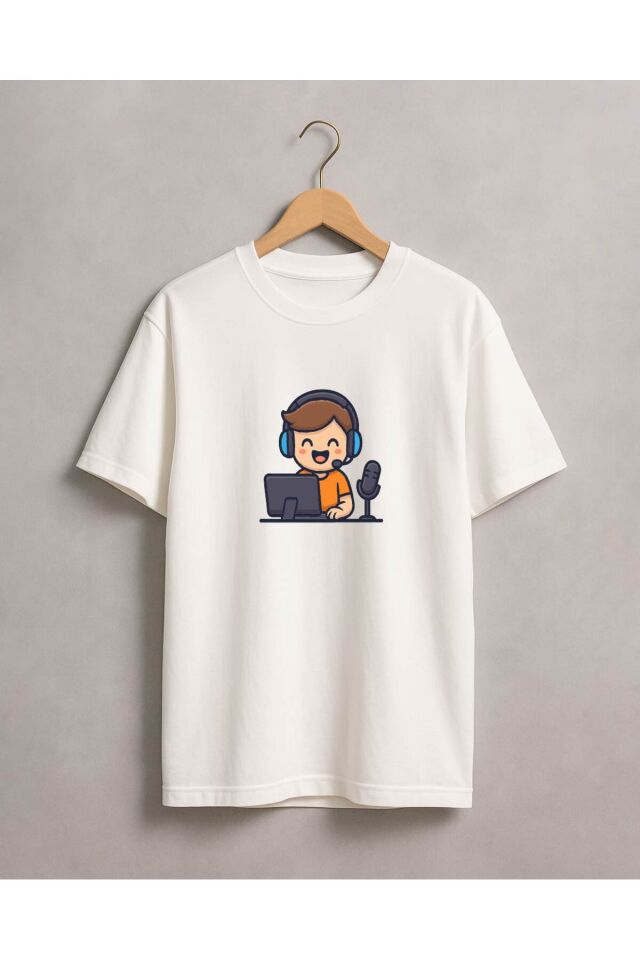 Tişört Unisex Çocuk (Oyuncu Yayında) Erkek Beyaz - 10-11 Yaş