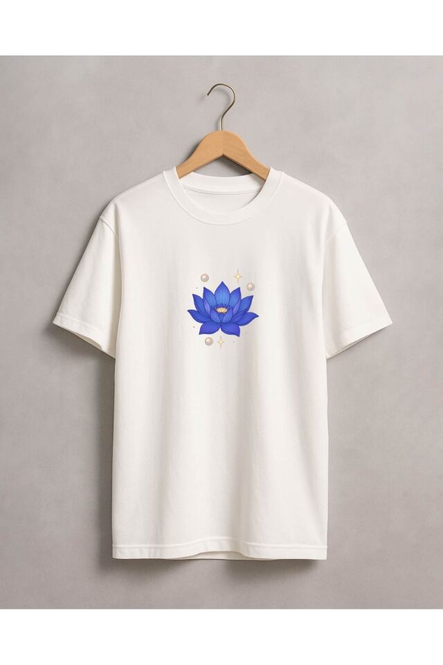 Tişört Unisex (Lotus Çiçeği) Beyaz - XL