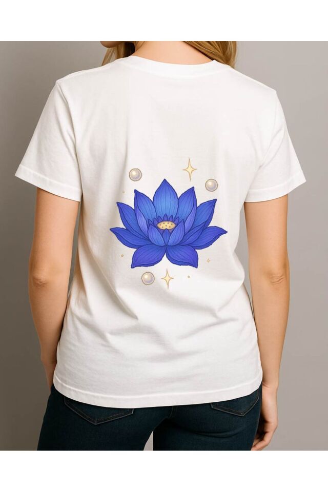 Tişört Unisex (Lotus Çiçeği) Beyaz - XL