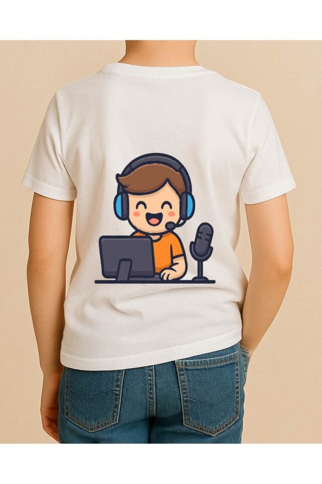 Tişört Unisex Çocuk (Oyuncu Yayında) Erkek Beyaz - 4-5 Yaş