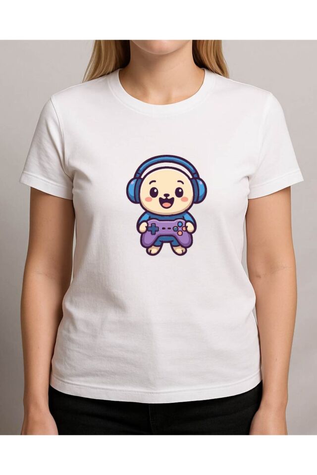 Tişört Unisex (Oyun Kolu) Kadin Beyaz - L
