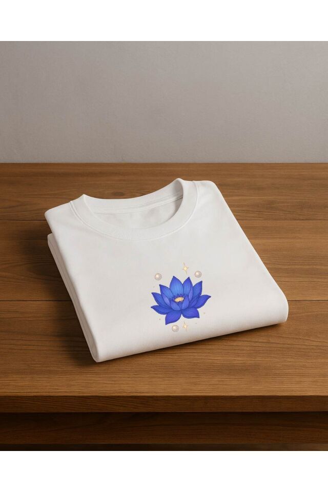 Tişört Unisex (Lotus Çiçeği) Beyaz - L