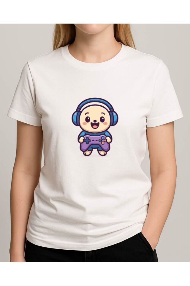 Tişört Unisex (Oyun Kolu) Kadin Beyaz - M