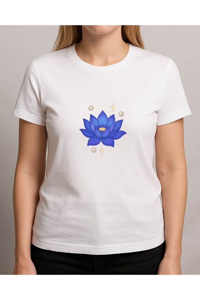 Tişört Unisex (Lotus Çiçeği) Beyaz - 2XL