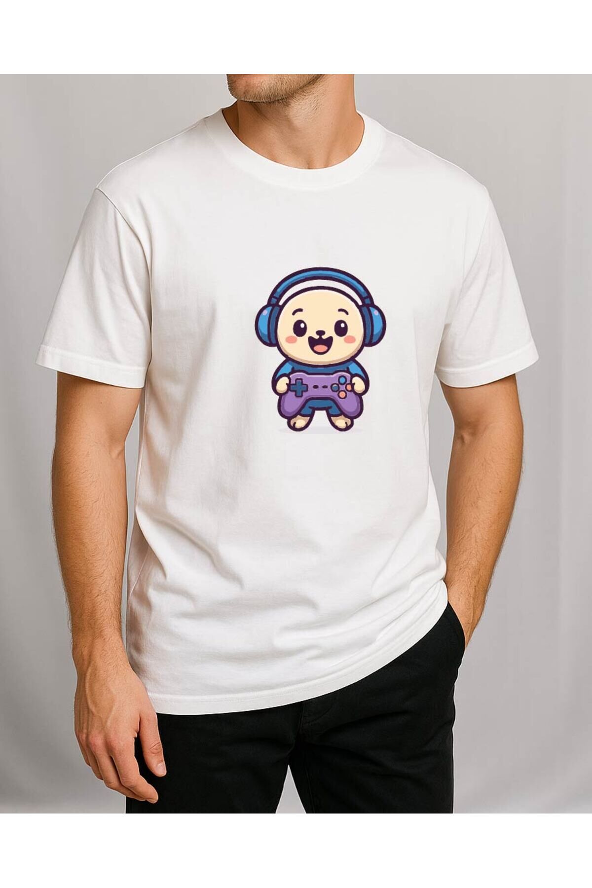 Tişört Unisex (Oyun Kolu) Erkek Beyaz - 2XL